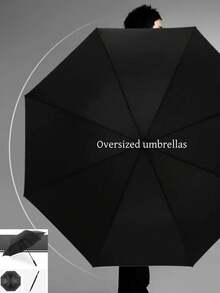 1pc Automatic Open Extra Large Golf Umbrella, Double-Layer Canopy Ventilated Windproof Oversized Straight Handle Rain Umbrella, Waterproof - Multicolor - View 1