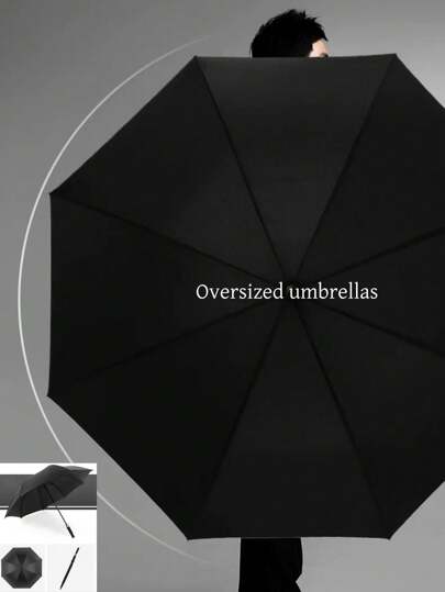 1pc Automatic Open Extra Large Golf Umbrella, Double-Layer Canopy Ventilated Windproof Oversized Straight Handle Rain Umbrella, Waterproof