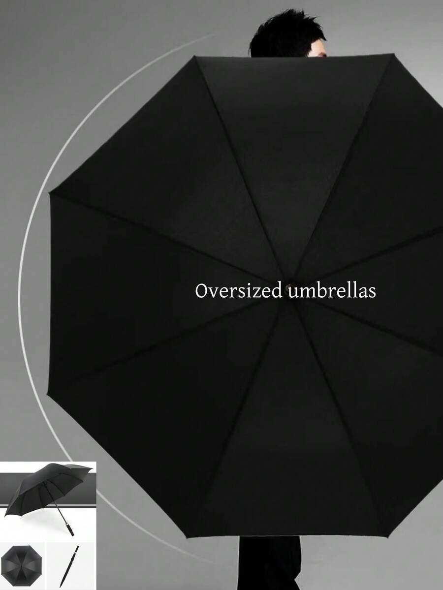 1pc Automatic Open Extra Large Golf Umbrella, Double-Layer Canopy Ventilated Windproof Oversized Straight Handle Rain Umbrella, Waterproof - Multicolor - View 1