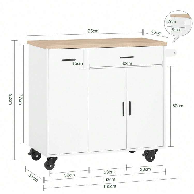 SoBuy Kitchen Cart FKW126-WN - White - View 2