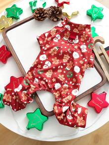 1pc Pet Clothes, Happy Dog Casual Comfortable Christmas Outfit For Small Dogs & Cats, Red - Red - View 9