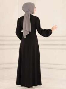 女士时尚休闲系带高档端庄长袖连衣裙