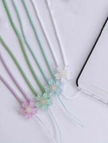 1 件纯色花卉挂绳，简约夏季风格手机挂绳，短硅胶腕带，适用于女士手机壳 - 彩色 - 查看 4