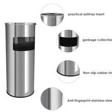 Hotel Ashtray Trash Can With Ashtray For Outdoor Use - Stainless Steel Standing Ashtray With Trash Can - Trash Can Height 60 Cm - 30 L - Silver 2 - View 8