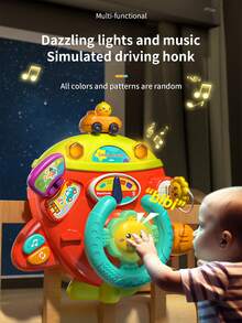1pc Kids Steering Wheel Toy, Baby Simulation Co-Pilot Educational Toy, Gift For Baby Boys And Girls, Christmas Gift (All Colors & Patterns Random) - Multicolor - View 7