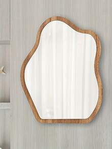 Espejo de pared acrílico minimalista moderno de doble capa - Forma única, diseño elegante, estilo art decó octagonal, adecuado para salas de estar, dormitorios y baños - Regalos para el Día del Padre y el Día de la Madre, actualización de dormitorio | Estilo art decó | Acentos de grano de madera natural, decoración de pared de espejo plano, baño, sala de estar, dormitorio, decoraciones de pared del baño, Navidad, días festivos