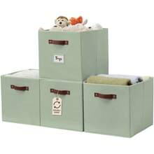 3/6Pcs Clothes Orgainzer, Foldable Fabric Cube Storage Bins With Labels – Versatile Storage Boxes For Shelves, Closets & Home Organization - 綠色 - 查看 13