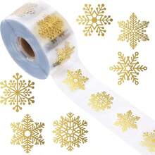 1 Roll Foil Silver Snowflake Transparent Stickers, Gift Wrapping DIY, Christmas & New Year Sealing Stickers