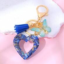 2025 Resin Hollow Heart Keychain With Tassel Butterfly Bag Pendant, Valentine's Day Gift, Hot Selling Cross-Border Item - Multicolor - View 9