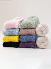 1/3/5双女士日式刺绣爱心厚款保暖袜，适合产后 - 彩色 - 查看 6