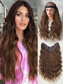 24-Inch V-Shaped Ombre Clip-In Hair Extensions, Water Wave, Heat-Resistant Synthetic Fiber, Suitable For Women, Girls, Parties And Daily Wear - Two-Tone - View 7