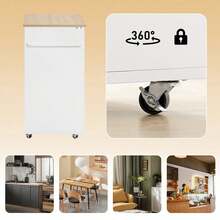 SoBuy FKW113-SCH, Kitchen Trolley Cart Storage Trolley Serving Trolley Kitchen Cabinet Microwave Cabinet, Black - White+Khaki - View 8