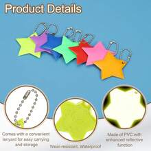 Reflective Keychains, Star And Heart Shape Bag Charms For Night Safety, Camping Travel Essentials, Christmas Gift For Friends, Reflective Keyring For Backpack Pet Stroller Wheelchair Accessories (Multicolor) - Multicolor - View 5