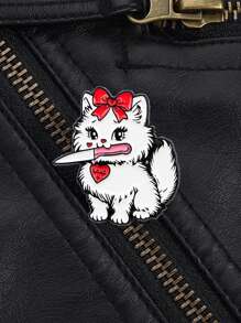 1 件快乐哭泣竖起大拇指猫珐琅别针，可爱动物徽章