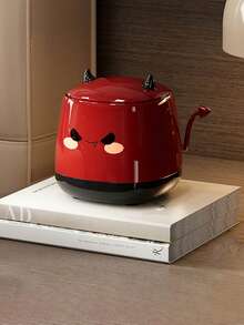 1 pieza Papelera de escritorio linda de Halloween - Papelera mini de apertura por presión, caja de almacenamiento de escritorio, decoración y regalo perfecto (Blanco lechoso/Rojo brillante) para escritorio, oficina, dormitorio.