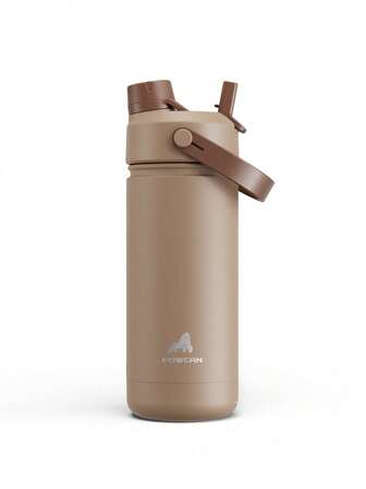 Botella de agua aislada de 18 onzas con tapa con pajita 2 en 1, retención de frío durante 24 horas, a prueba de fugas, de acero inoxidable de doble pared, adecuada para deportes, fitness, viajes y la escuela