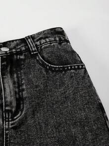 青少年男童休闲工装阔腿纽扣口袋牛仔裤