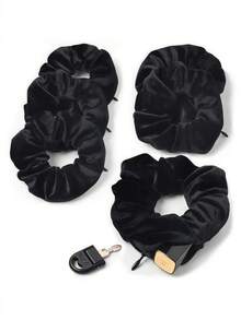 Multi-Functional Hair Accessory Pouch, Velvet Hair Ring With Hidden Pocket, Storage Organizer For Money & Small Items, Zippered Elastic Headband With Secret Compartment For Keys