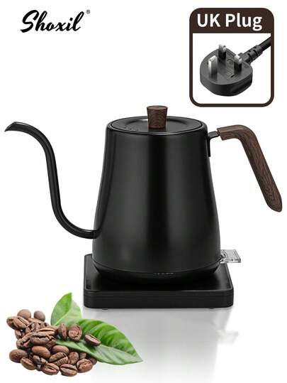 choxila 1 قطعة إبريق قهوة كهربائي ذو رقبة متحركة، إبريق قهوة من الفولاذ المقاوم للصدأ للصب فوق، إبريق ماء ساخن سريع الغليان، مثالي للشاي والقهوة المصبوبة، 220 فولت، 1000 واط، 0.8 لتر