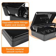 HOMEYUER Cash Box With Lock, Money Box With Cash Tray, Lock Metal Box With Key, Money Saving Organizer, BLACK - 黑色 - 查看 5