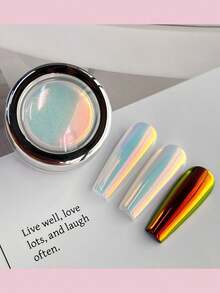 0.3g/Pc Chameleon Nail Powder, Holographic Aurora Nail Art Pigment, DIY Nail Decoration Neon Optical Color Changing Nail Powder - 彩色 - 查看 2