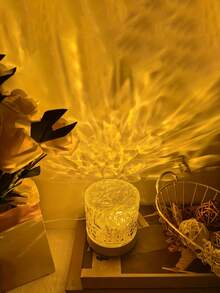 1pc Bedroom RGB Night Light With Dynamic Lighting Effect, Cylindrical Water Wave Design, Bedroom Ambiance Lighting, Projection Lamp, USB Powered, 3 Colors/16 Colors Options, Rotatable Light Color, Suitable For Birthday Photo, Outdoor Camping, Bedroom, Room, Corridor, Home Decor, Christmas Decor, Christmas Lights, Christmas, Home Decor Living Room, Lamp, Lighting