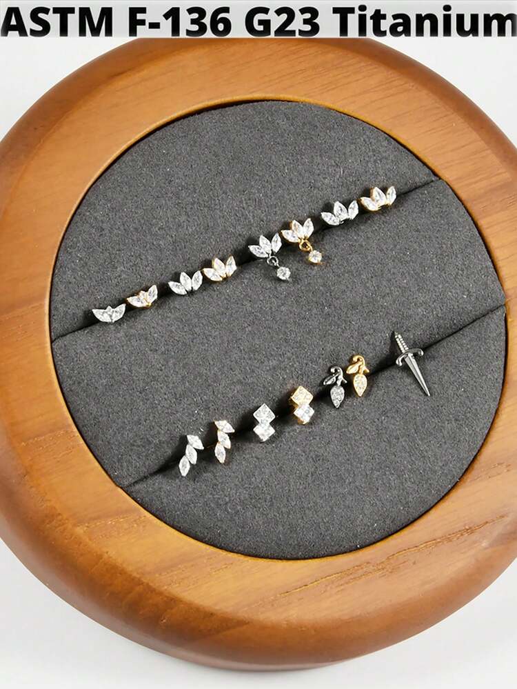 1 件 G23 钛金榄尖形氧化锆唇钉内螺纹 CZ 蛇形/蝴蝶形/花朵形耳软骨耳屏耳环耳垂穿孔珠宝 - 如圖 - 查看 3