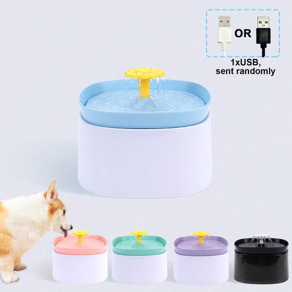 Fântână de apă pentru animale de companie cu cioc, dozator automat de apă cu ciclu de 1L/34 Oz pentru a atrage pisicile, fântână automată silențioasă, hrănire cu apă pentru animale de companie, cablu de alimentare USB fără adaptor, potrivită pentru pisici și câini de talie medie- mică