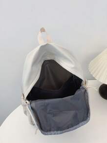 1个纯色休闲学院风双肩包，带笔记本电脑隔层，大容量学生背包，轻便旅行包，男女皆宜，非常适合日常使用、外出、上学和返校。