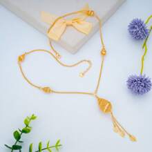 5pcs 18K Gold Plated Copper Floral & Fruit Shaped Waterproof Non-Fading Necklace & Earrings Jewelry Set, Casual Resort Style, Elegant European & Dubai Fashion, Suitable For Wedding, Party, Daily Wear, Gift For Women