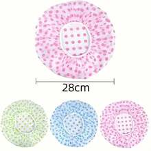 Transparent Waterproof Reusable Shower Cap With Printed Polka Dots - Nhiều màu - Xem 6