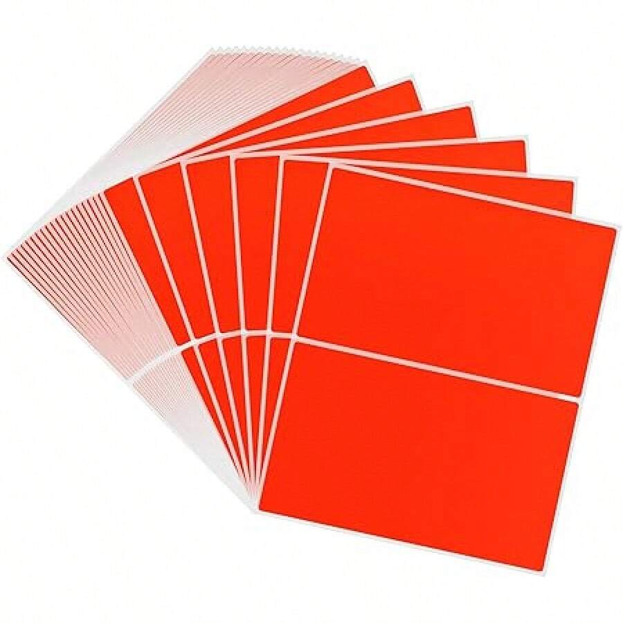 2 X 3 Inch Rectangular Inventory Labels Permanent Fluorescent Color Code Organizer Labels (Fluorescent Red) - Fluorescent Red_ - View 1