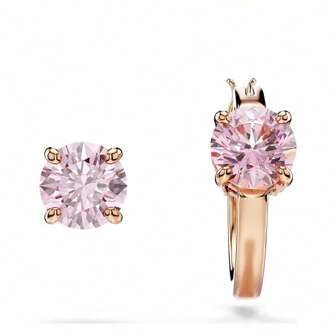  SWAROVSKI Connexus Round Cut Asymmetrical Design Stud Earrings 5691181