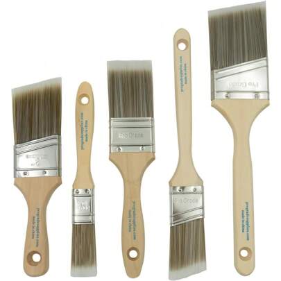 Pro Grade, Paint Brushes, 5-Piece, Paint Brush Set: Flat & Angle Brushes For Latex And Oil Paints, Stains, Interior & Exterior Home Improvement