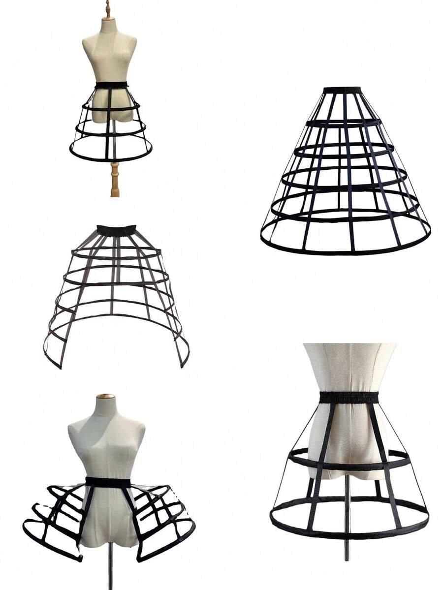 1 件女士黑白 4 季轻质衬裙，洛丽塔风格衬裙，新娘婚纱超大蓬松衬裙笼式裙，巴洛克洛可可可调节衬裙，适合婚礼、派对、表演、角色扮演秋季女士服装 - 多色 - 查看 1