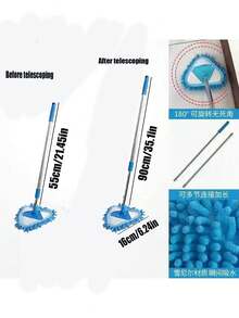 1pc 360° Rotating Triangle Mop Set, Multi-Functional Adjustable Telescopic Handle, Easy Cleaning For Floors, Walls, Tiles And Cars Wet & Dry Use, New Year Dust Removal - Multicolor - View 8