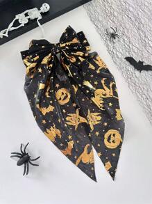 1 件/4 件万圣节女式趣味深色风格丝带蝴蝶结发夹，骷髅和指关节图案发饰，适合日常佩戴和节日造型，女士冬季服装，蝴蝶结，可爱