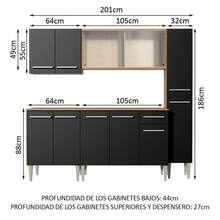 Cocina Integral Completa Modular Madesa Emilly Fast 201cm Color Marrón/negro 02 - Marrón y negro - Ver 3