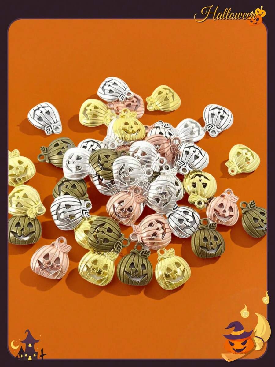 Pandantiv vintage din aliaj de toamnă, farmece cu dovleac, pandantiv de Ziua Recunoștinței, Halloween, farmece cu mărgele pentru cercei, brățări, coliere, brelocuri, bijuterii, artizanat, confecționare - 5 culori