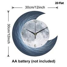 2D Flat, 1pc Modern Creative Moon Art Decorative Wall Clock, Super Silent Quartz Movement, No Ticking Sound, Decorative Clock For Living Room, Bedroom, Office, Kitchen And Cafe, Perfect For Christmas, New Year, Valentine's Day Gifts - Multicolor - View 13