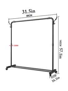 单杆衣架，双杆衣架，带储物架、挂钩和轮子，用于悬挂衣服和包包的金属衣架，多用途衣柜整理器，适用于壁橱收纳，衣物收纳