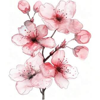 White Cherry Blossom Car Sticker Decal Sakura Blossom Flower Branch Tree Car Decor For Window Bumper Mirror Watercolor Blossom Vine Flower Sticker 1PC 2