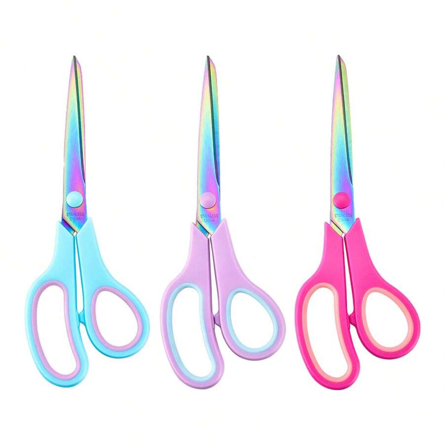 1pc Titanium Coated Multipurpose Stainless Steel Office Scissors, Household Scissors, Stationery Scissors, Art Scissors