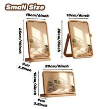 天然竹镜，复古木质梳妆镜，长方形桌面镜，适用于客厅、卧室、门厅等空间 - 原木色 - 查看 10