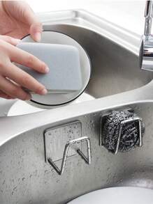 2pcs Kitchen Sink Drain Rack, Dishcloth & Sponge Holder, Suction Cup Storage Rack With Hooks, Multi-Functional Organizer Design, Stable Suction Cup Installation, Suitable For Dishcloth, Steel Wool, Sponge Storage, Keep Sink Area Tidy