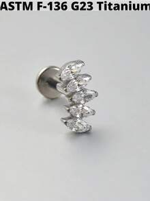 1 件 G23 钛金五角形锆石唇钉内螺纹 CZ 耳钉耳软骨耳屏耳轮耳环耳垂穿孔珠宝 - 如圖 - 查看 17