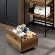 SoBuy FKW118-PF, Industrial Vintage Style Kitchen Trolley Cart Kitchen Storage Trolley Serving Trolley With Mobile Storage Chest - Brown - View 9