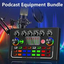 播客设备套装，带语音转换器和 BM800 电容麦克风的音频接口，非常适合录音、广播、直播的音频混音器，