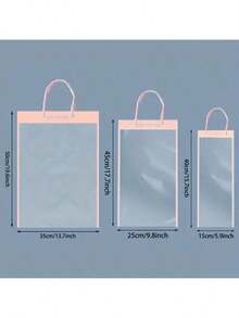 10pcs Pink & White Floral Transparent Gift Bags With Ribbon Handles - Ideal For Mother's Day Bouquets, Teacher's Day, Christmas, Valentine's Day Single Stem Packaging And Elegant Gift Wrapping, Durable Plastic Bouquet Packaging And Party Favor Bags