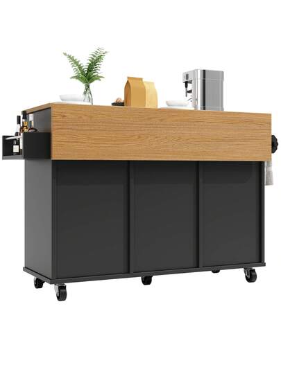 Sairedel Moderne Kitchen Isl In Wit Multifunctional Buffet Cabinet Integrated Trash Can Compartment Flexible Dining Tafel Snack Shelves Stretch Function Cabinets Intelligent Storage Space The Area view 8